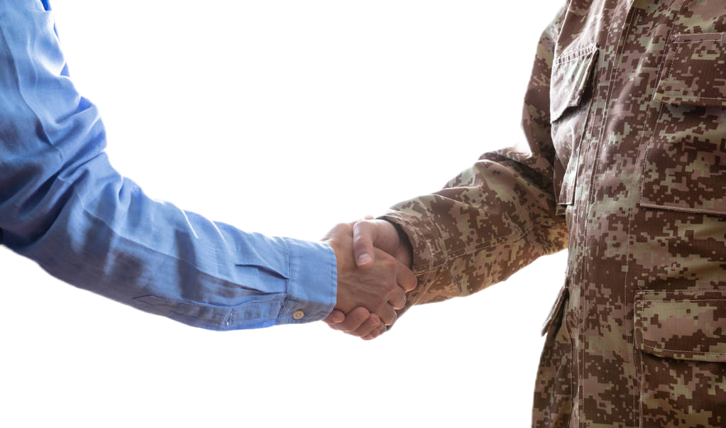 Picture of Veteran and civilian shaking hands.